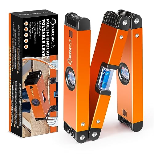 SakerPlus Multi-Function Folding Level 24 Level Tool Multi-Angle Measurement (45/90/180) High-Precision Aluminum Profile (0.5mm/m) Perfect for Woodworking Construction & DIY Gifts