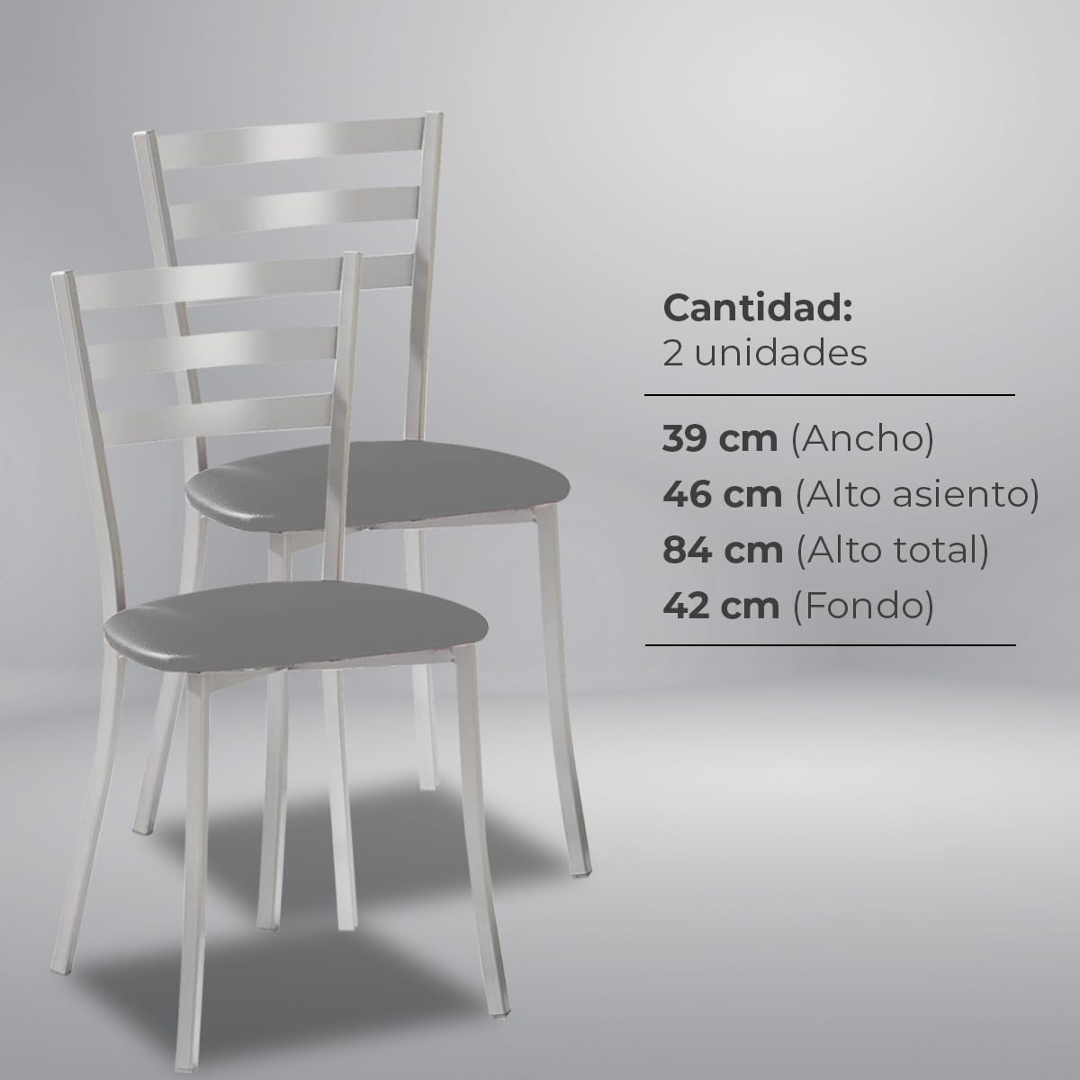 ASTIMESA Dos Sillas de Cocina con Motivos geométricos y Asiento Grafito Estructura de Aluminio Grafito