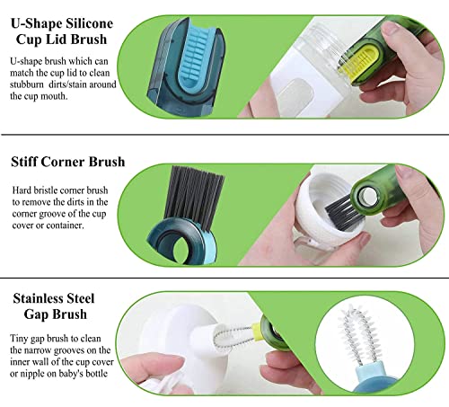 Image of 3 in 1 Cup Lid Cleaning Brush Set Multifunctional Bottle Brush Cleaner Tiny Bottle Cup Lid Brush Straw Cleaner Tools Mini Silicone Bottle Cup-Holder Cleaner