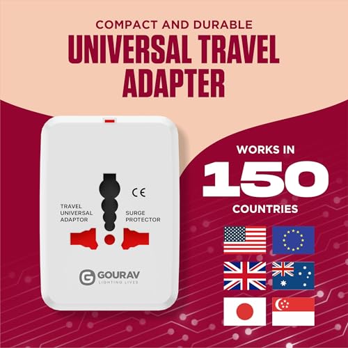 Image of GOURAV Multi Plug Adapter for Travel | Plug Top for Mobile Laptop Charger Camera | Heavy Duty 3 Pin Travel Converter with Multiple Sockets for Home Office Hotel Use-(Universal Travel Adapter)