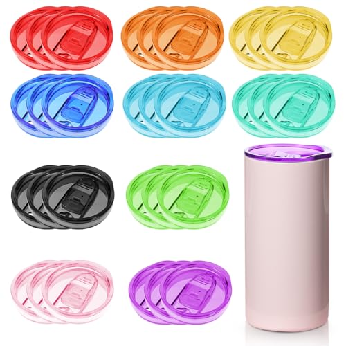Pafeooui 30 Pcs 20 oz Skinny Tumbler Replacement Lids, Splash Resistant Spill Proof Multi-Colored Plastic Cover for Travel Mug Cup Tumbler Coffee Cooler Cup