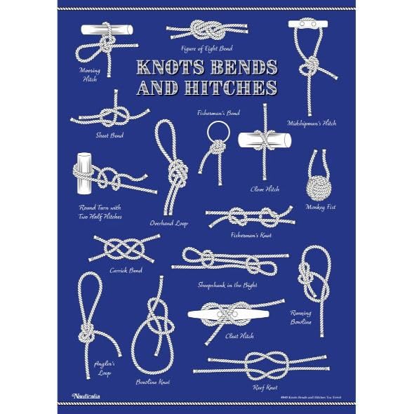 Nauticalia Knots, Bends, and Hitches Tea Towel, 71x51cm