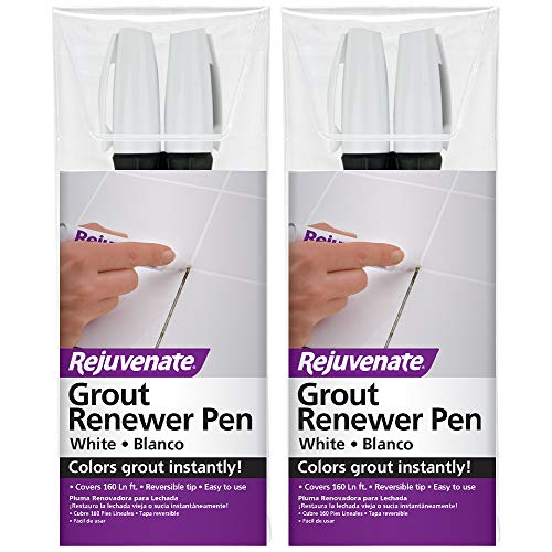 Rejuvenate White Grout Restorer Marker Pens Restore and Renew Dingy Stained Grout in Minutes 2 Units Pack (Twо Pаck), RJ2GMW 2PK