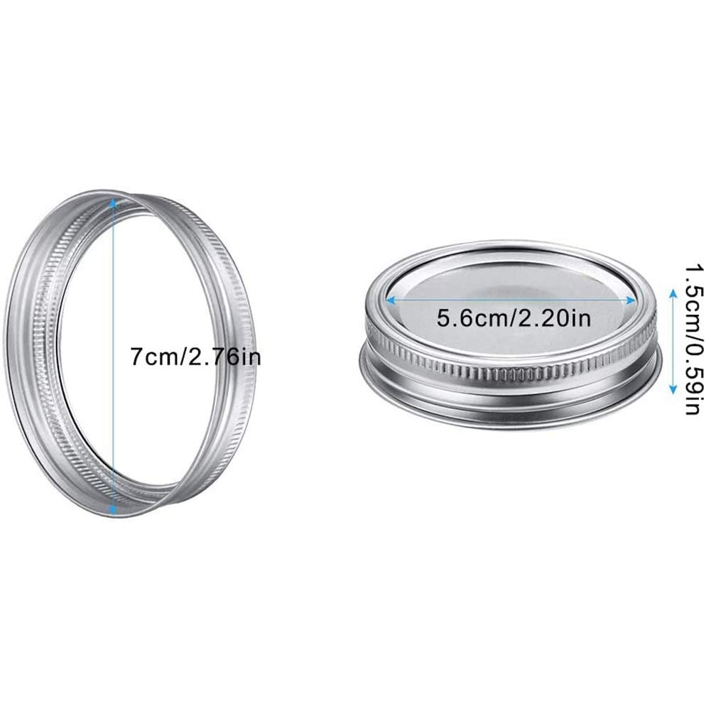 24 Set Coperchi Per Barattoli In Acciaio Inox 70 Mm – Con Anello In PVC, Ermetici, Per Conserve E Spezie - 4