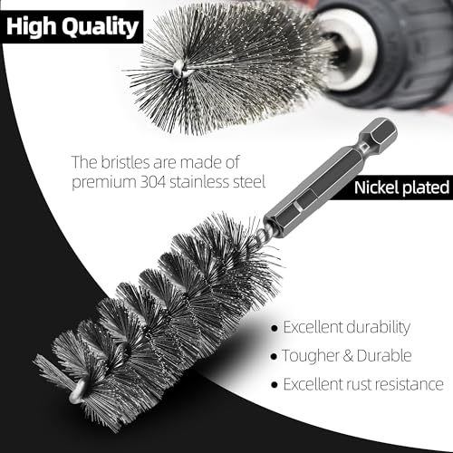 Image of 5Pcs 11 /16 inch Stainless Steel Wire Bore Brush for Power Drill Cleaning