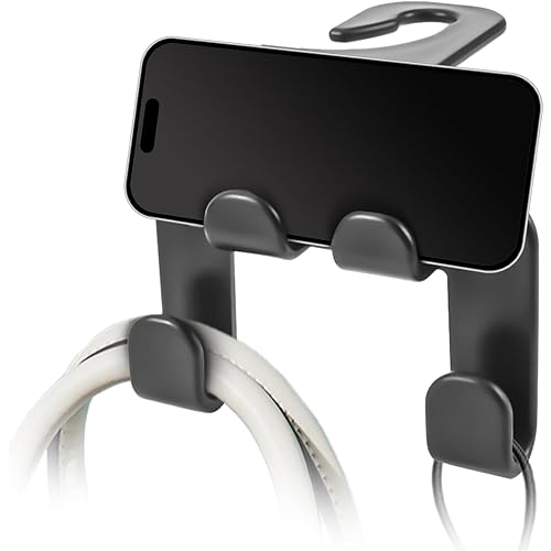 2 in-1 Car Headrest hidden Hooks,Multifunctional Seat Hooks for Purses, Bags, and Phones, Upgrade Car Accessories Organizer Hooks - Universal Black Headrest Hooks for Vehicle Interior Organization