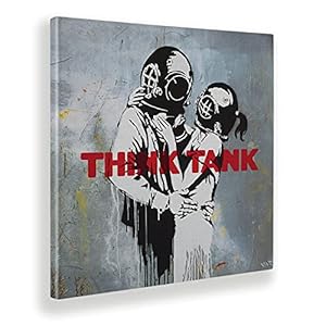 Giallobus – Schilderij – Afdrukken op Canvas – Banksy – Denktank – 100 X 100 Cm