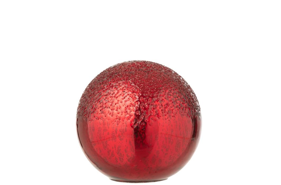 Boule rouge craquelée J-Line LED en verre pour chasser la grisaille de vos pièces