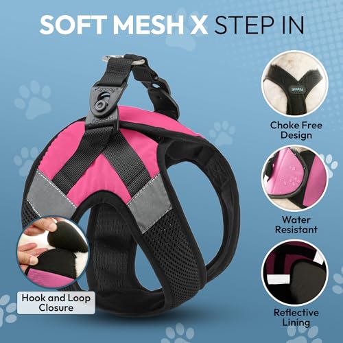 Image of Gooby Soft Mesh X Step in Dog Harness - Pink, Large