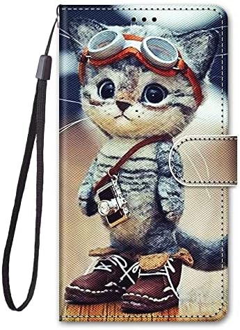 Samsung Galaxy A21s Case, 3D Shockproof Premium PU Leather Flip Wallet Cover with Magnetic Stand Card Holder Money Pouch Folio TPU Bumper Protective Phone Case for Samsung Galaxy A21s Cartoon Cat