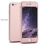 iPhone 6/6s Full Body Hard Case-Aurora Front and Back Cover with Tempered Glass Screen Protector for iPhone 6/6s 4.7 Inch (Rose gold)