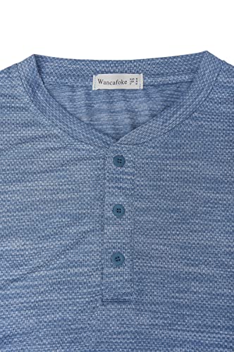 Collarless Golf Shirts For Men Henley Shirts Short Sleeve Dry Fit Performance Polo Shirts Golf Apparel Sapphire Large #TOP3