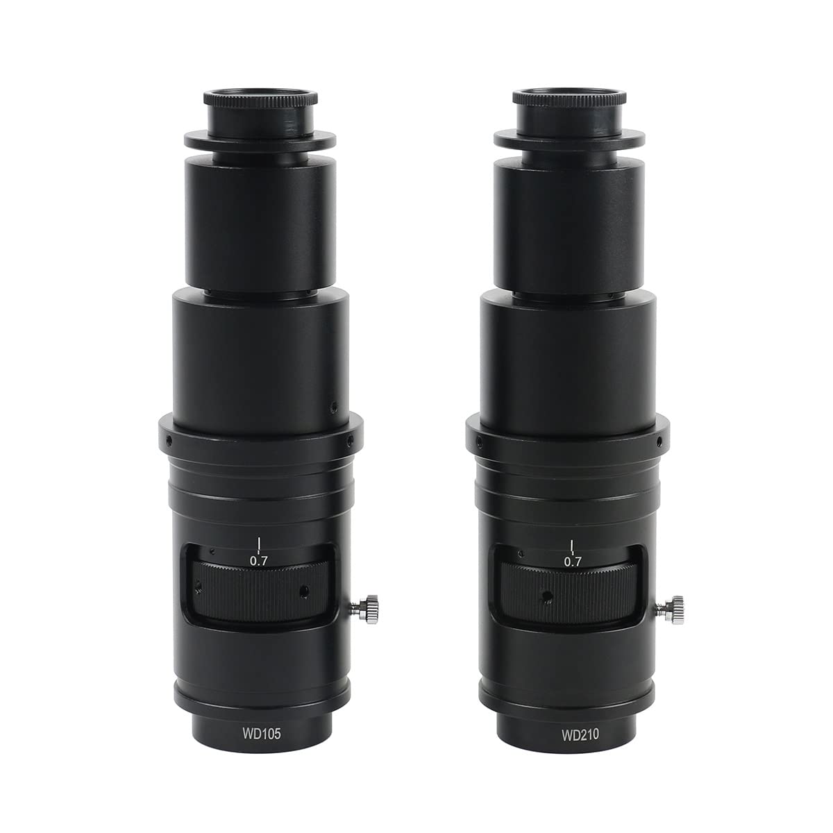 Mikroskop 0,7X-5X einstellbare Vergrößerung 160X 320X Zoom WD105 WD210 C-Mount-Monokularobjektiv for HDMI VGA USB-Mikroskopkamera, Arbeitsabstand 105 mm -220 mm oder 210 mm -480 mm(160X)