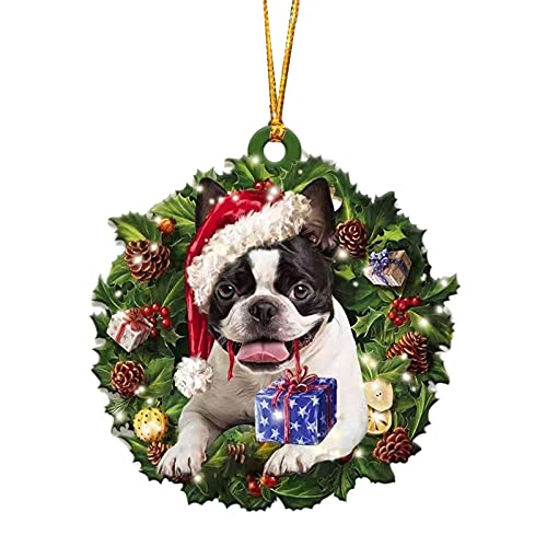 Mxhuc Décoration pour sapin de Noël Boston Terrier et sapin de Noël - Cadeau pour Boston Terrier Lover Cover