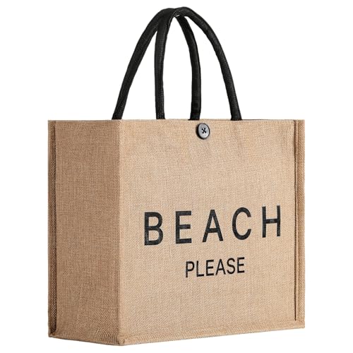 Image of Trifabricy Beach Bag for Women, Woven Straw Beach Tote Bag Waterproof, Weaving Swim Gym Shopping Travel Bags with Button