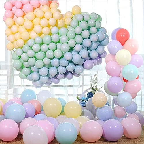 OEMG 100pcs 5/10/12 Inch Pastel Balloons Rainbow Party Decorations Macaron Candy biodegradable Thickened Latex Balloon for Kids Birthday Unicorn Party Decor Baby Shower Supplies Wedding Balloon Arch
