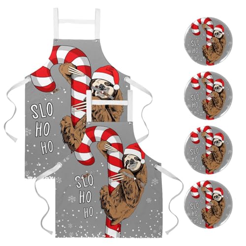 Tablier de cuisine anti-taches motif paresseux mignon pour le travail