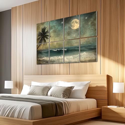 8 Pack de Paneles Acústicos Artísticos con Diseño Mar y Playa, Absorben Sonido, Autoadhesivos, para Estudios y Oficinas, 48"x32" miniatura 5