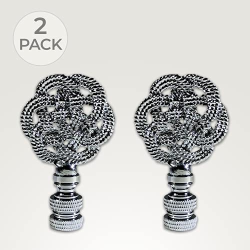 Image of Royal Designs, Inc. Decorative Celtic Knot Lamp Finial, Chrome - Pack of 2
