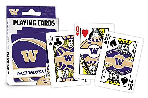 Image of MasterPieces Family Games - NCAA Washington Huskies Playing Cards - Officially Licensed Playing Card Deck for Adults, Kids, and Family