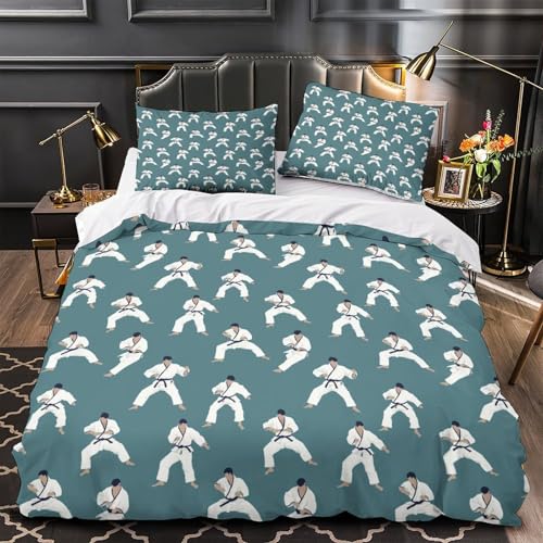 Housse de couette karate 3 pièces King drap microfibre imprimée 3D - 4