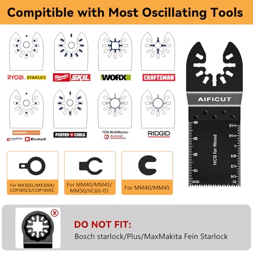 AIFICUT 26pcs Oscillating Saw Blades Titanium Multitool Blades for Wood Plastics Metal oscillating Tool Blades Kits Fit Rockwell Ridgid Ryobi Milwaukee Chicago Craftsman Dewalt - Image 4