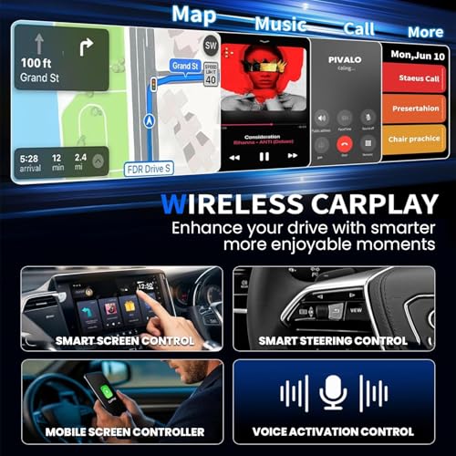 Image of Pivalo 2-in-1 Wireless CarPlay & Android Auto Adapter | Convert Wired CarPlay to Wireless | Bluetooth 5.0 Connectivity | Plug & Play | Fits 1000+ OEM CarPlay /Android Auto