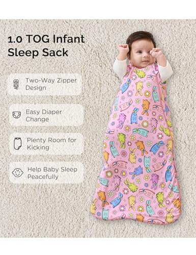 Image of Bamboo Viscose Infant Sleep Sack 1.0 TOG Sleeveless Sleep Bag for Baby with 2-Way Zipper