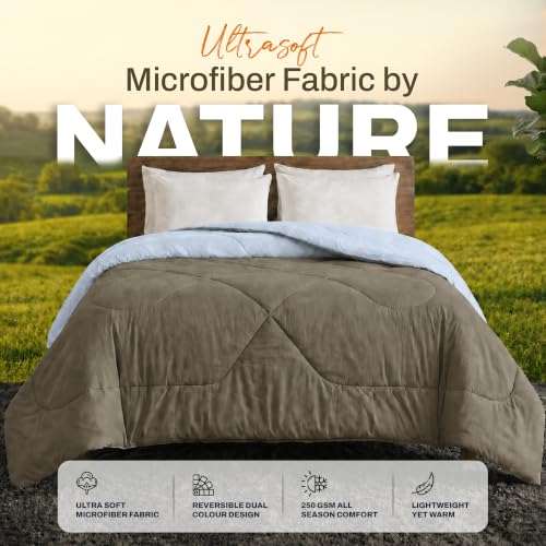 Image of DECORUM Reversible Comforter Double Bed 250 GSM | Olive Green & Baby Blue | Ultra Soft Microfiber Quilt | Lightweight All Season Comforter (228 X 223 CM)