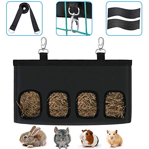 Lukovee Kaninchen-Heu-Futterstasche, doppelschichtig, groß, für Hamster, Meerschweinchen, Kaninchenfuttertasche, kleine Haustier-Fütterung Aufbewahrungstasche für Kleintiere zum Fressen von Heu Cover