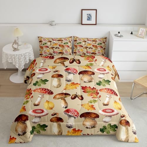 Image of Feelyou Mushroom Fungus Wild Comforter Set Queen Size Kids Boys Girls