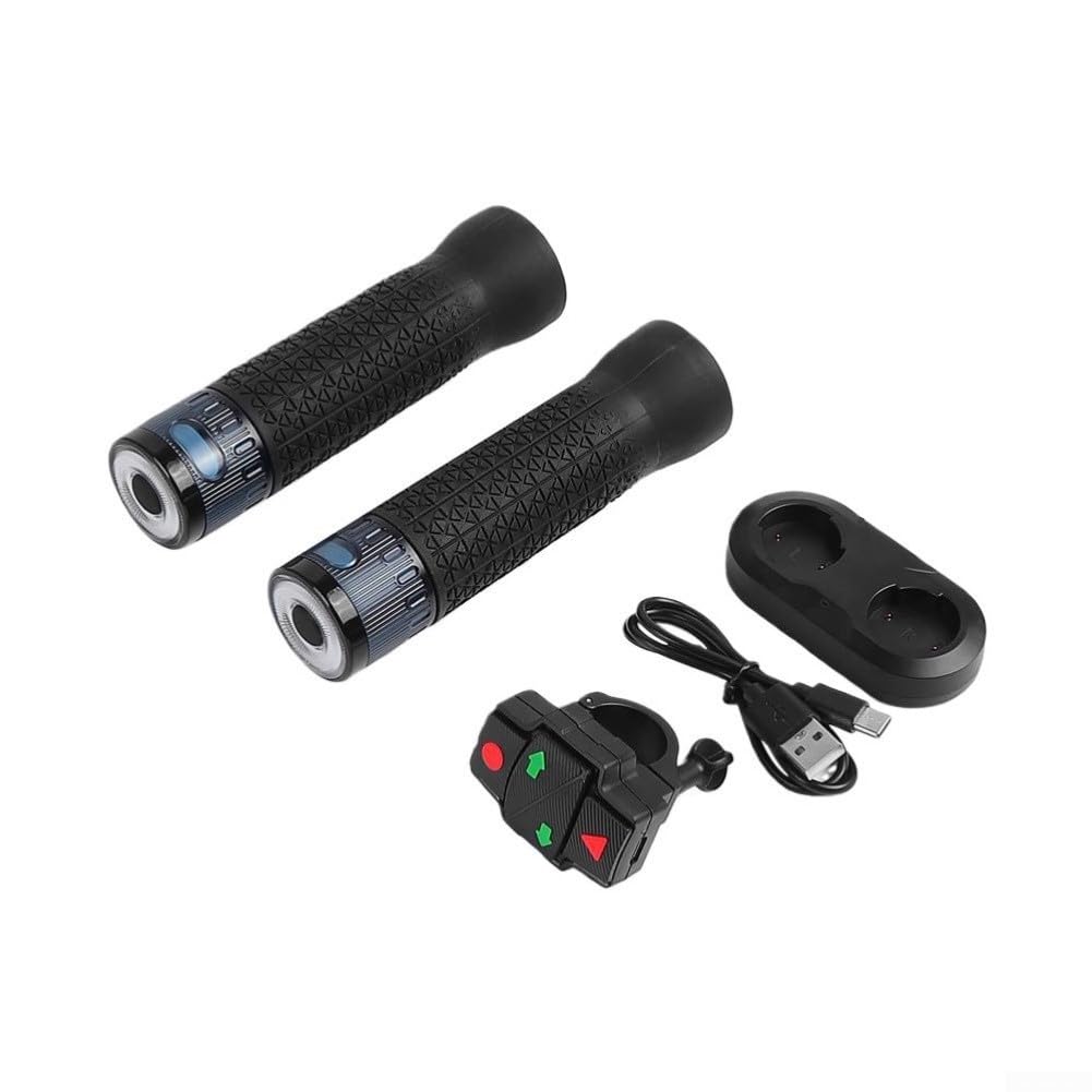 Clignotants sans fil pour scooter électrique et vélo avec poignées de guidon et télécommande étanches IP65 Noir 22 mm