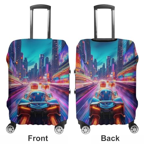 Neon Race Car Travel Suitcase Protector Luggage Cover Protective Washable Anti-scratch Baggage Cover3