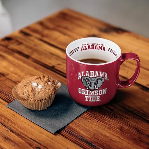 Image of Logo Brands NCAA Alabama Crimson Tide 15oz Stripe Mug - Team Logo, Inside Print, Standard Handle, Microwave & Dishwasher Safe