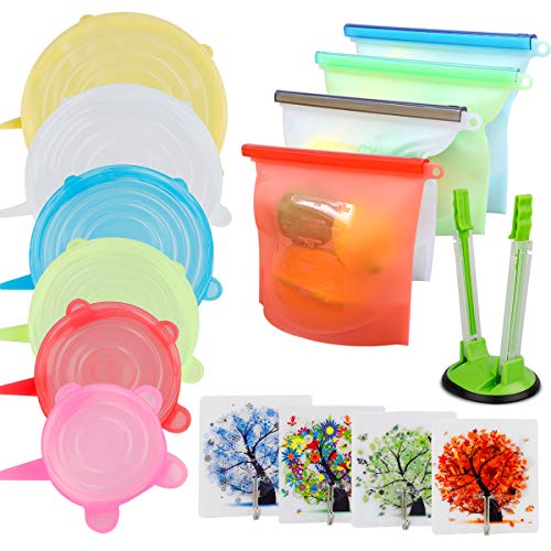 Reusable Silicone Food Storage Bags,WOHOME 30oz Airtight Seal Food Preservation Bags,1 Reusable Bags