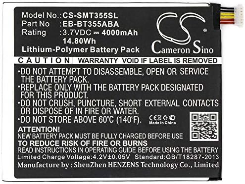 Cameron Sino Battery for Samsung Galaxy Tab A 8.0 LTE, Galaxy Tab A 8.0 Wi-Fi, SM-P355, SM-P355C, SM-P355Y, SM-T355, SM-T355C, SM-T357T, SM-T357W 4000mAh