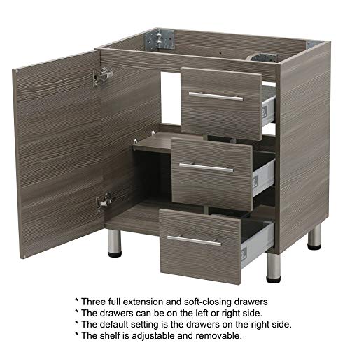 Windbay 30" Freestanding Bathroom Vanity, Taupe. White Integrated Countertop #TOP1