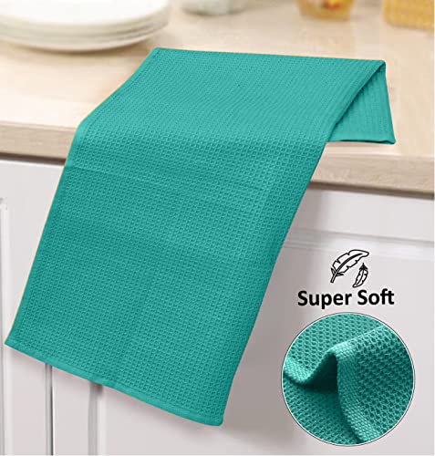 Ruvanti 100% Cotton Waffle Kitchen Towels, Dish Towels For Kitchen, Washable Dish Cloths, Soft Tea Towels, Super Absorbent For Cleaning, Dishcloth For Quick Drying, 15X29, 12 Pack - Teal #TOP4