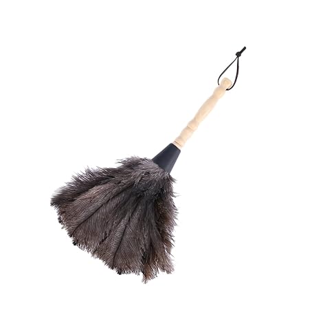 minkissy Ostrich with Long Wooden Handle Lightweight Cleaning Tool for Dusting High Places and Delicate Surfaces Cleaning Tool for Home Office and Car