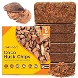 Gro-Med Coco Chips for Plants (650g Bricks, 6-Pack) - Organic Coconut Husk Chips for Potting, Garden & Seed Starter Soil - Coconut Mulch for Garden & Plants
