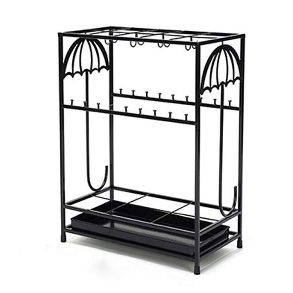 Porte-parapluie grande capacité CHEWYNP support stockage fer forgé multifonctionnel