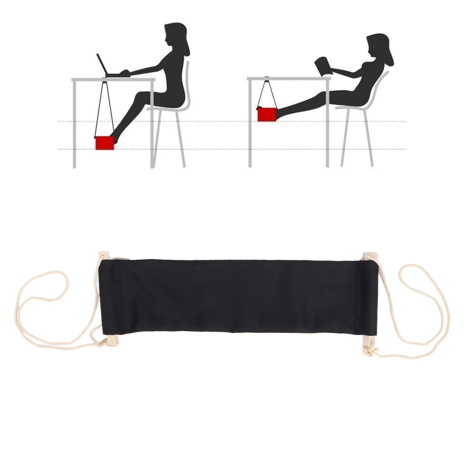 Unter Schreibtisch Fußhängematte, Unter Schreibtisch Hängende Fußstütze Verstellbares Tragbares Büro Unter Schreibtisch Füße Hängematte, Schreibtisch Füße Hängematte Mit 2 Haken (Schwarz) Küche, Haushalt & Wohnen