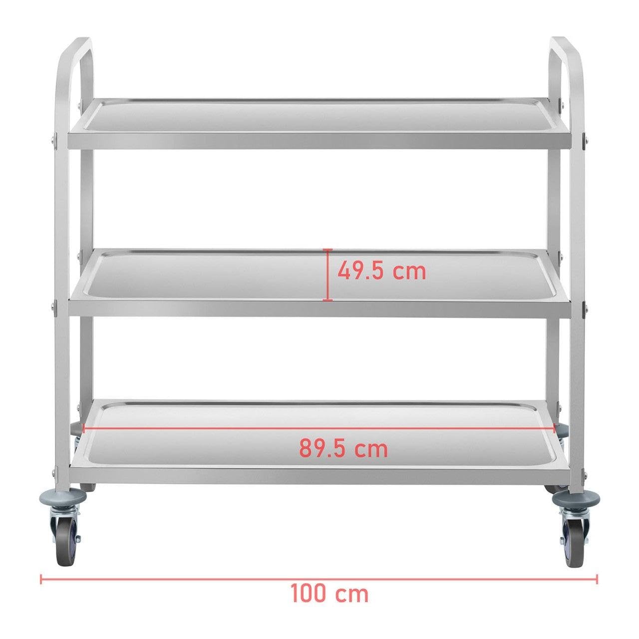 Carro de servicio de acero inoxidable – 3 estantes – hasta 150 kg 14_0000949