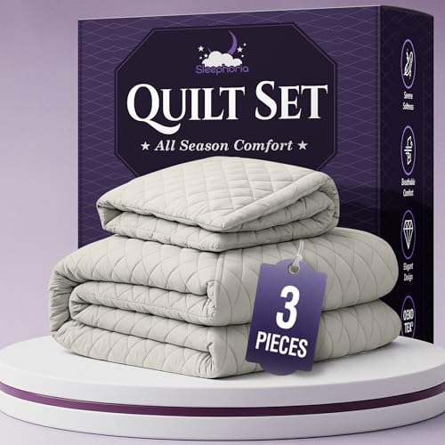 SLEEPHORIA Queen Quilt Bedding Set - Cloud Soft All-Season Bedspread