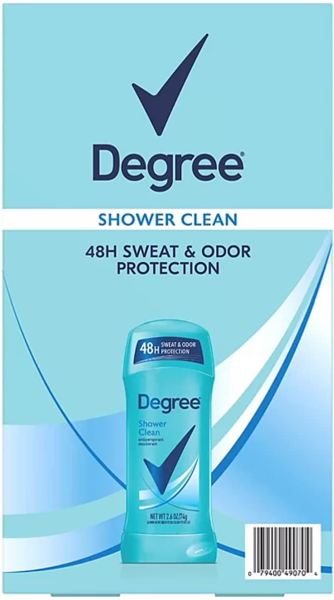 Degree Antiperspirant Deodorant, Shower Clean, 2.6 Ounce (Pack of 5)