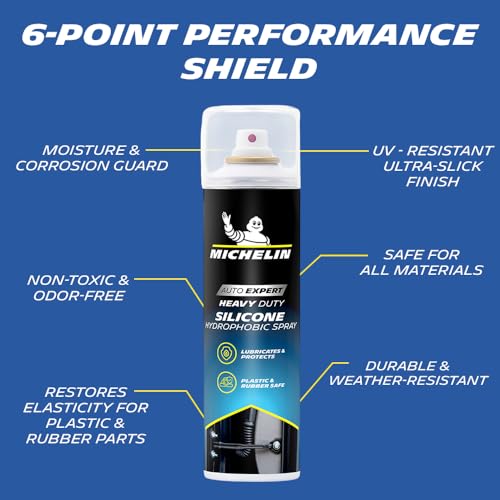 Image of MICHELIN Silicone Lubricant Spray for Car & Bike 500 ML Multipurpose Lube & Protective Coating | Restores Movement & Shine | Safe on Rubber, Plastic, Window Channels & Metal Parts