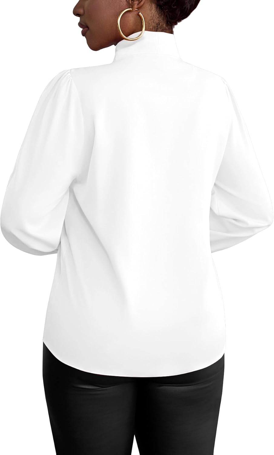 Vrtige Women's Elegant Bow Tie Neck Long Sleeve Blouse Office Shirt Top - Image 5