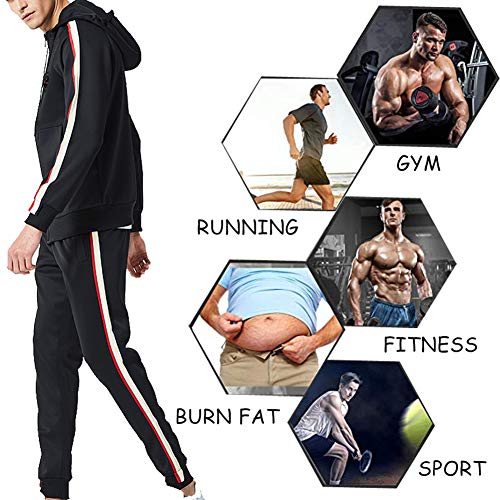 Men's Tracksuit Set Full Zip Long Sleeve Jogging Running Sweatsuits, Black-2Xl #TOP3
