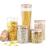 Urban Green Glass Food Storage Jar with Glass Lid (Bamboo-5PS)