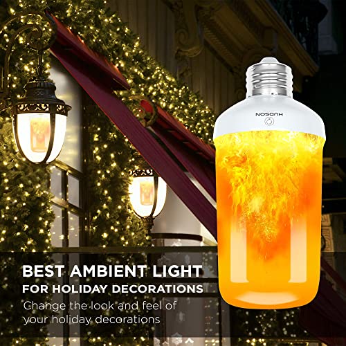 Hudson Led Flame Effect Light Bulbs With 4 Mode Upside Down Effect - 3W Flicker Flame Light Bulb E26/E27 Base (2 Pack) - Flickering Light Bulb Orange Fire Light Flame Bulb For Indoor/Outdoor/Home #TOP5